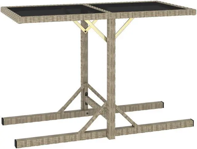 Main image of vidaXL Patio Table Patio Garden Table for Picnic with Glass Top PE Rattan Beige