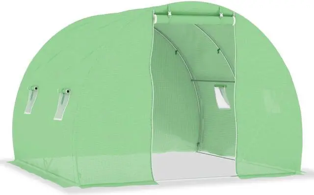 Alt view image 5 of 11 - vidaXL Greenhouse with Steel Foundation 48.4 ftÂ² 10' Walk-In Plant Gardening