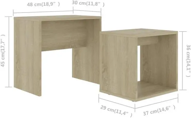 Alt view image 6 of 12 - vidaXL Coffee Table Set Sonoma Oak Engineered Wood Side Sofa Couch Furniture