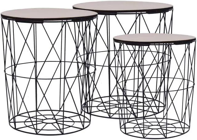 Alt view image 2 of 18 - vidaXL Coffee Table 3 Pcs Round End Sofa Table Living Room Furniture Black