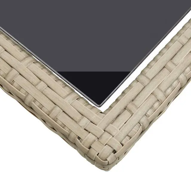 Alt view image 4 of 11 - vidaXL Patio Table Patio Garden Table for Picnic with Glass Top PE Rattan Beige