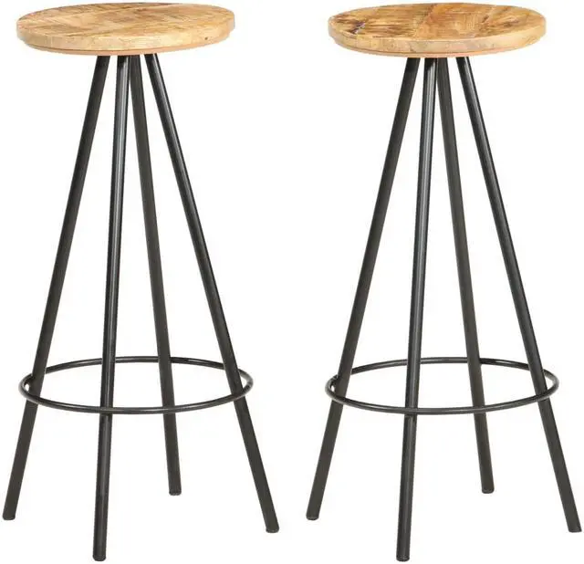 Main image of vidaXL Bar Stools Bar Counter Height Stool Island Stool 2 Pcs Rough Mango Wood