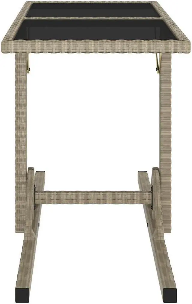 Alt view image 3 of 11 - vidaXL Patio Table Patio Garden Table for Picnic with Glass Top PE Rattan Beige