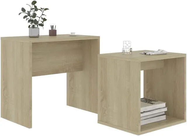 Alt view image 3 of 12 - vidaXL Coffee Table Set Sonoma Oak Engineered Wood Side Sofa Couch Furniture