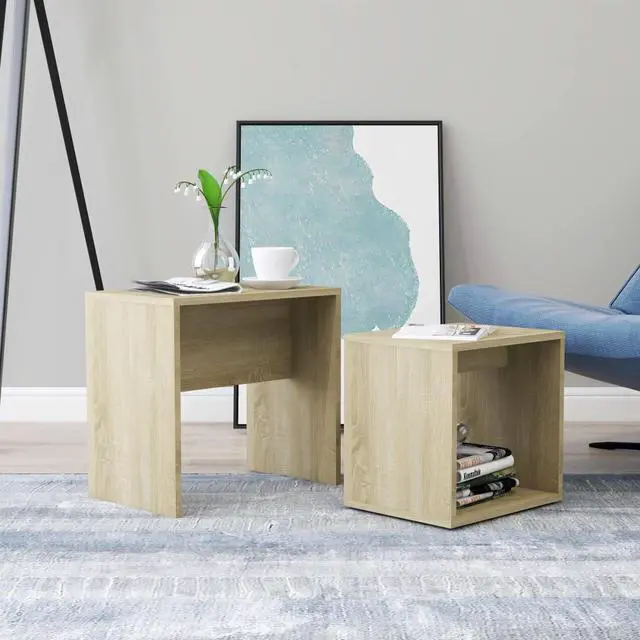 Main image of vidaXL Coffee Table Set Sonoma Oak Engineered Wood Side Sofa Couch Furniture