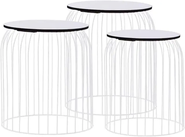 Alt view image 2 of 19 - vidaXL Coffee Table 3 Pcs Round End Sofa Table Living Room Furniture White