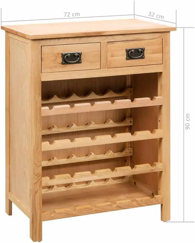 Alt view image 3 of 16 - vidaXL Wine Cabinet Bottle Holder 2 Drawers Floor Wine Cabinet Solid Oak Wood