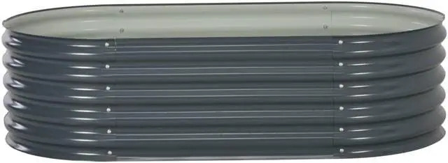 Alt view image 2 of 11 - vidaXL Garden Raised Bed 63" Galvanized Steel Gray Garden Planter Flower Box