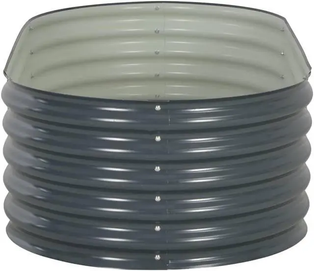 Alt view image 3 of 11 - vidaXL Garden Raised Bed 63" Galvanized Steel Gray Garden Planter Flower Box