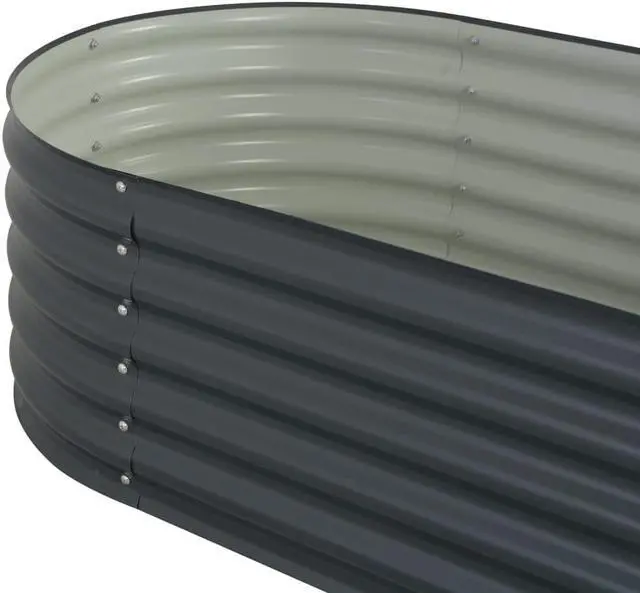 Alt view image 6 of 11 - vidaXL Garden Raised Bed 63" Galvanized Steel Gray Garden Planter Flower Box