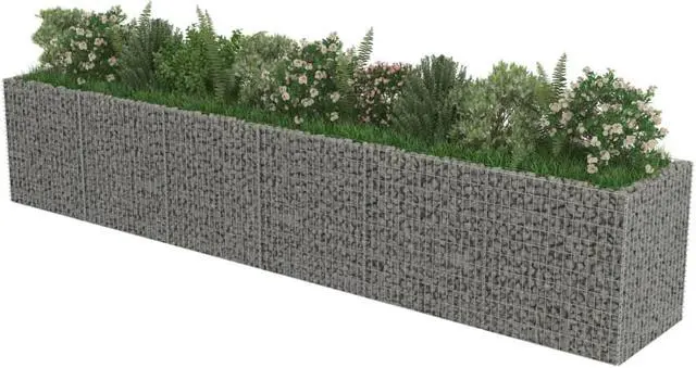 Alt view image 3 of 7 - vidaXL Gabion Raised Bed Galvanized Steel 212.6" Raised Garden Bed Flower Box