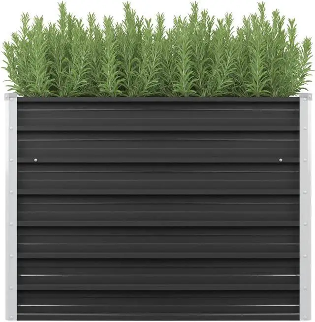 Main image of vidaXL Garden Raised Bed Anthracite Galvanized Steel Garden Planter Flower Box