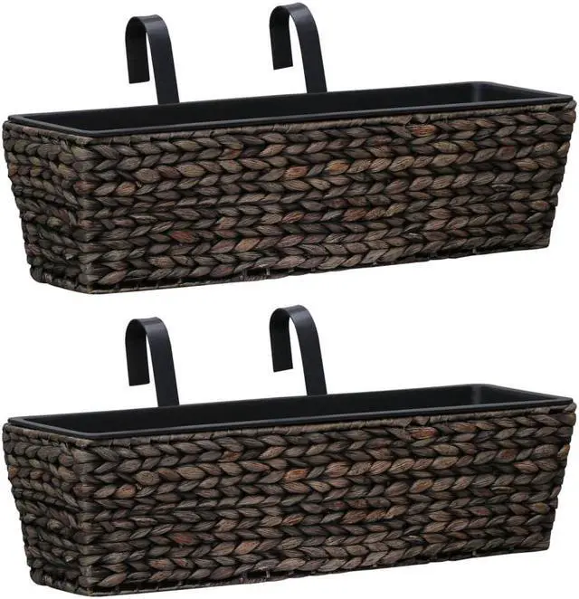 Alt view image 5 of 15 - vidaXL Garden Planters 2 pcs Water Hyacinth Brown