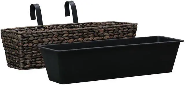 Alt view image 6 of 15 - vidaXL Garden Planters 2 pcs Water Hyacinth Brown