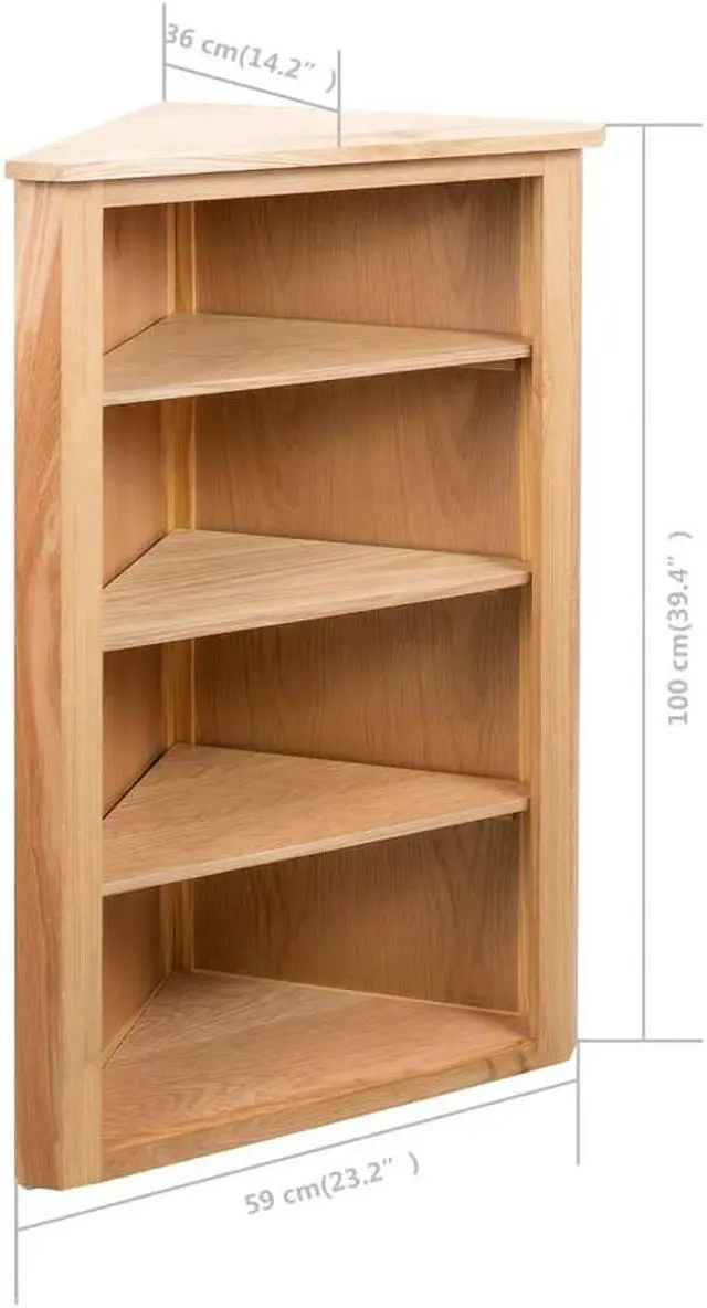 Alt view image 3 of 16 - vidaXL Solid Oak Wood Corner Shelf Space Saving Storage 23.2" Hallway Shelf