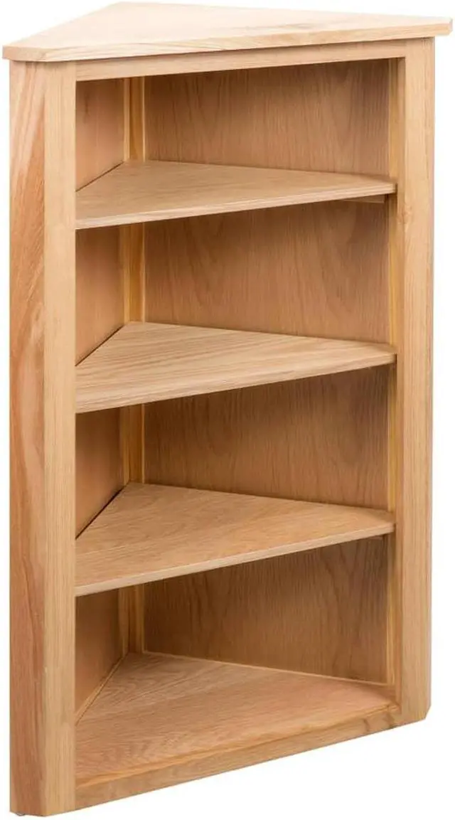 Alt view image 12 of 16 - vidaXL Solid Oak Wood Corner Shelf Space Saving Storage 23.2" Hallway Shelf