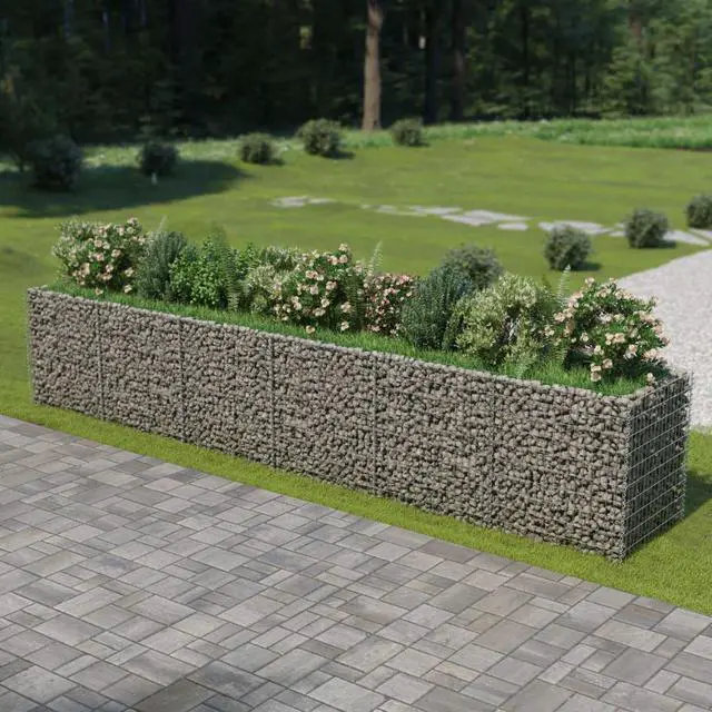 Main image of vidaXL Gabion Raised Bed Galvanized Steel 212.6" Raised Garden Bed Flower Box