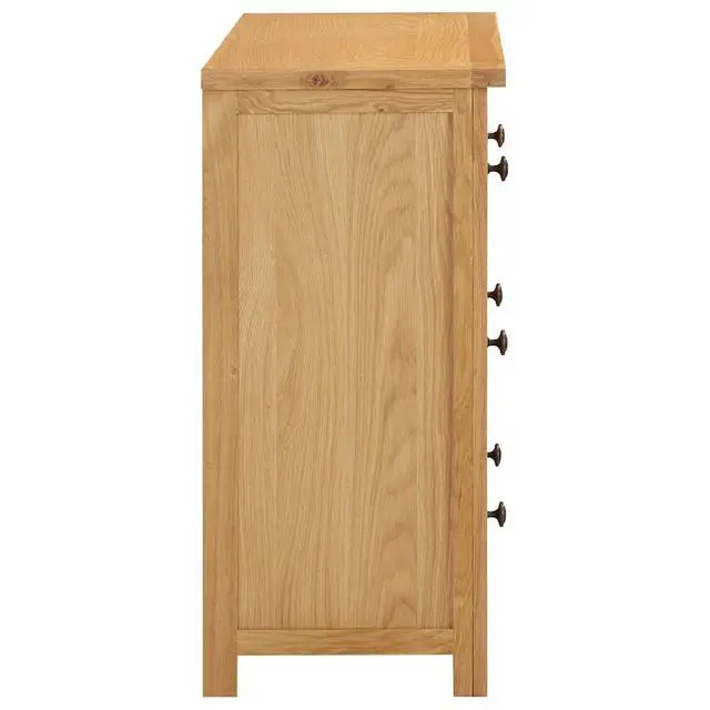 Alt view image 4 of 13 - vidaXL Solid Oak Wood Chest of Drawers Sideboard Drawer Side Storage Cabinet