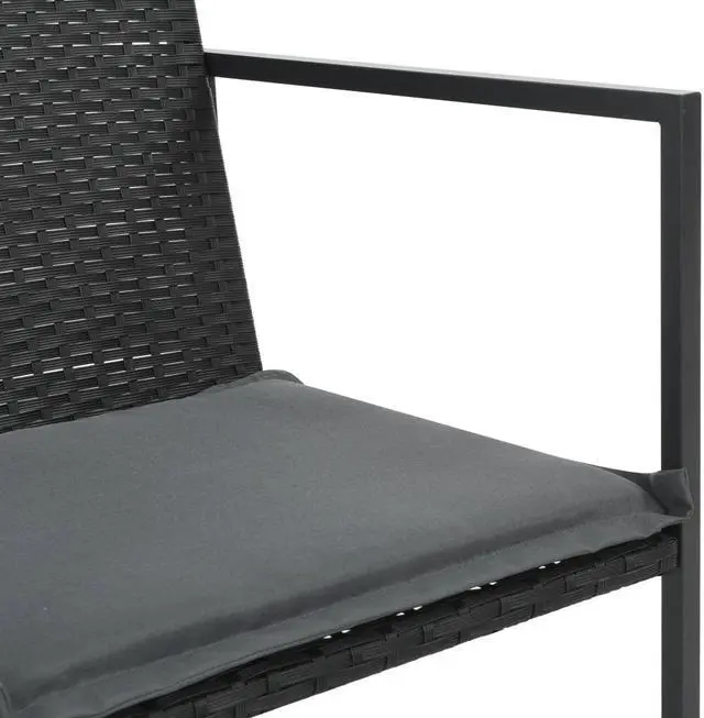 Alt view image 4 of 7 - vidaXL Patio Dining Set 5 Piece PVC Rattan Black and Brown Seat Dinner Garden
