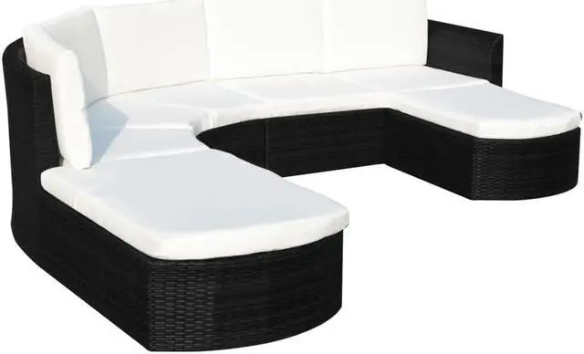 Alt view image 4 of 7 - vidaXL Patio Furniture Set 4 Piece Patio Couch Outdoor Sofa Poly Rattan Black