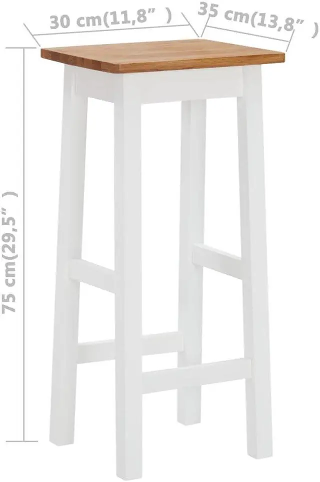 Alt view image 5 of 10 - vidaXL Bar Stools Bar Seats Counter Height Island Stools 2 Pcs Solid Oak Wood