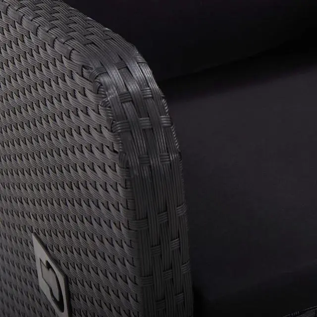 Alt view image 2 of 7 - vidaXL Patio Bistro Set 3 Piece Table and Reclining Chair Poly Rattan Black