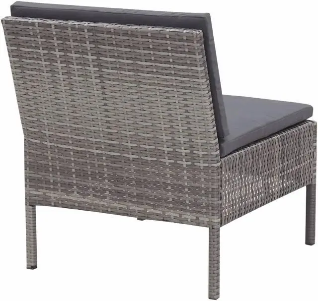 Alt view image 5 of 7 - vidaXL Patio Furniture Set 5 Piece Outdoor Sofa with Table Poly Rattan Gray