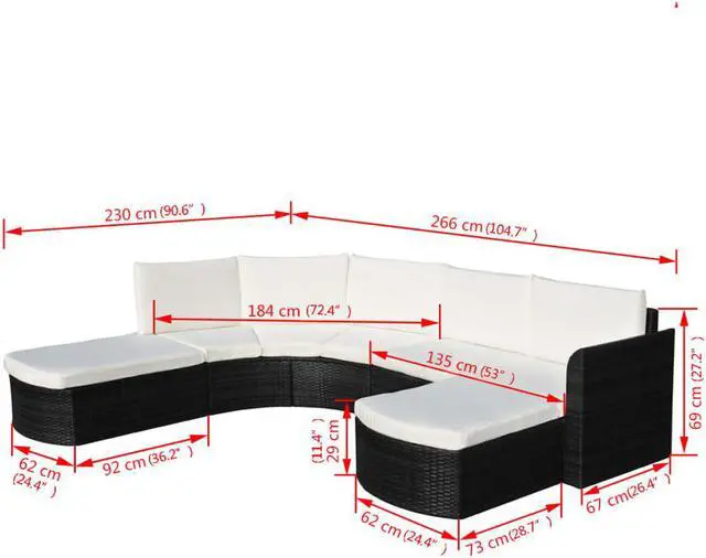 Alt view image 6 of 7 - vidaXL Patio Furniture Set 4 Piece Patio Couch Outdoor Sofa Poly Rattan Black