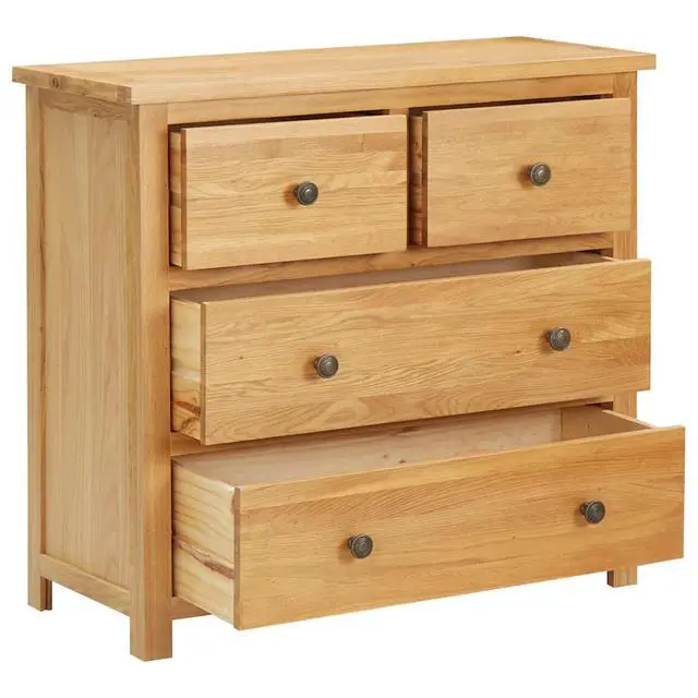 Alt view image 2 of 13 - vidaXL Solid Oak Wood Chest of Drawers Sideboard Drawer Side Storage Cabinet