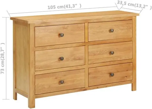 Alt view image 7 of 14 - vidaXL Solid Oak Wood Chest of Drawers Drawer Side Storage Cabinet Sideboard
