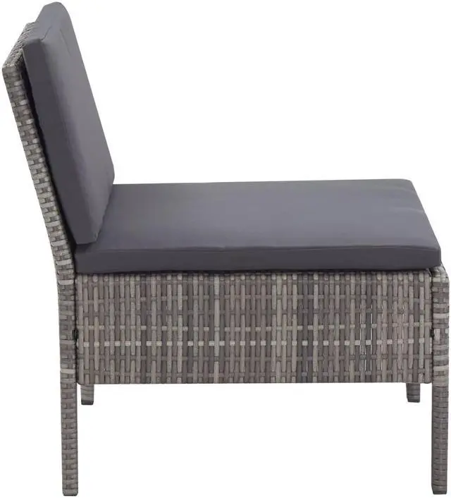 Alt view image 4 of 7 - vidaXL Patio Furniture Set 5 Piece Outdoor Sofa with Table Poly Rattan Gray