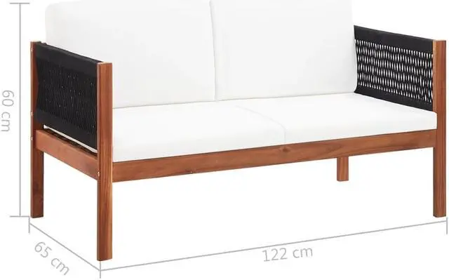 Alt view image 7 of 7 - vidaXL Patio Furniture Set 4 Piece Outdoor Sofa with Table Solid Acacia Wood