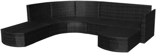 Alt view image 5 of 7 - vidaXL Patio Furniture Set 4 Piece Patio Couch Outdoor Sofa Poly Rattan Black