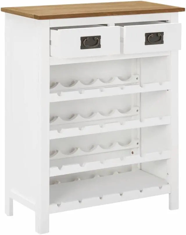 Alt view image 5 of 13 - vidaXL Wine Cabinet Bottle Holder 2 Drawers Floor Wine Cabinet Solid Oak Wood
