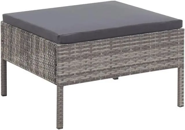 Alt view image 6 of 7 - vidaXL Patio Furniture Set 5 Piece Outdoor Sofa with Table Poly Rattan Gray