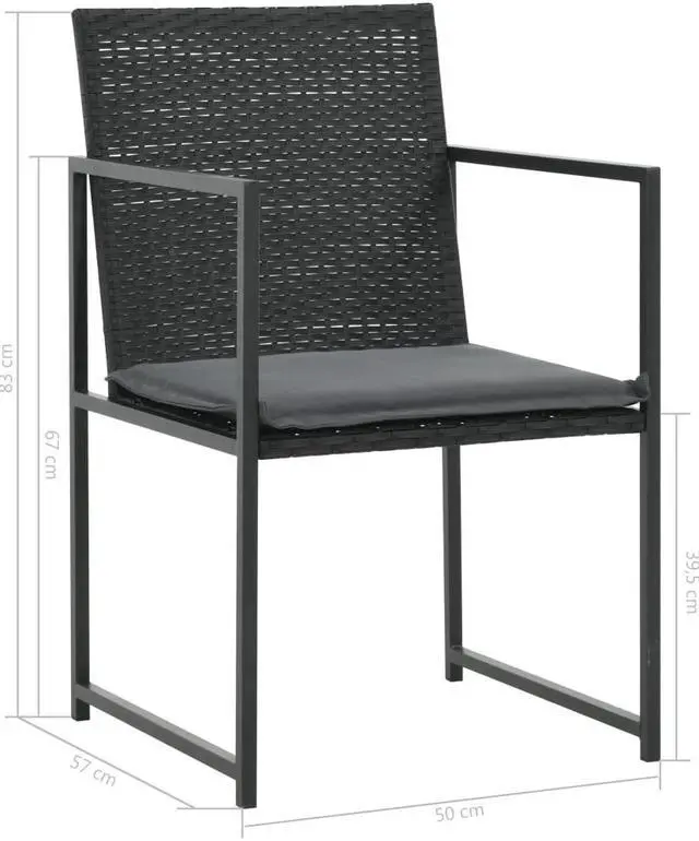 Alt view image 6 of 7 - vidaXL Patio Dining Set 5 Piece PVC Rattan Black and Brown Seat Dinner Garden