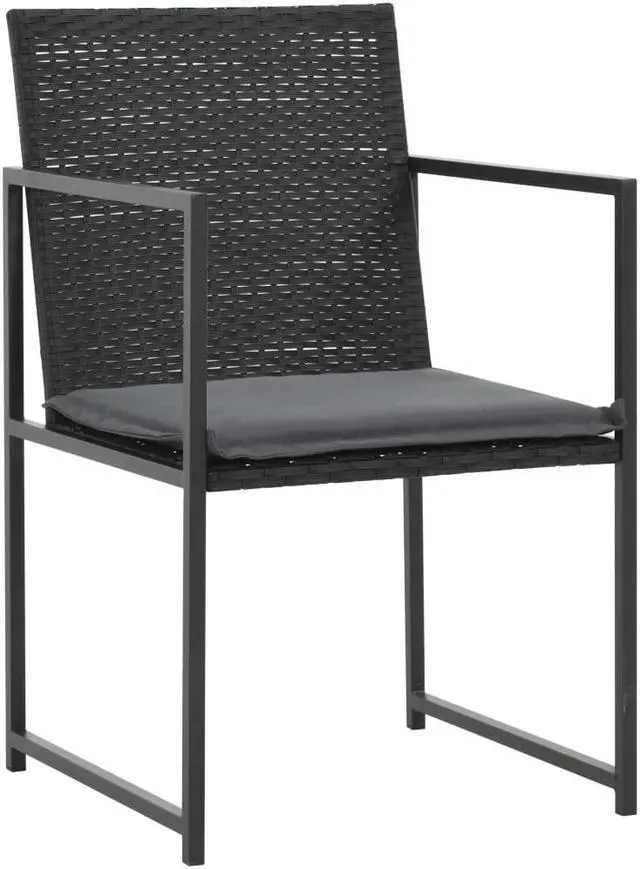 Alt view image 3 of 7 - vidaXL Patio Dining Set 5 Piece PVC Rattan Black and Brown Seat Dinner Garden