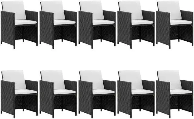 Alt view image 3 of 7 - vidaXL Patio Furniture Set Outdoor Table and Chair 11 Piece Poly Rattan Black