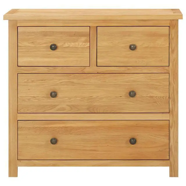 Alt view image 3 of 13 - vidaXL Solid Oak Wood Chest of Drawers Sideboard Drawer Side Storage Cabinet