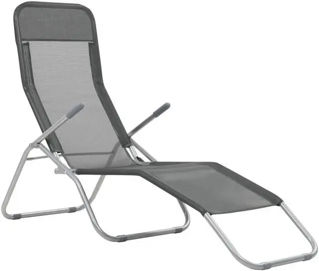 Alt view image 2 of 11 - vidaXL Deckchairs Outdoor Chaise Lounge Sunbed 2 Pcs Textilene Anthracite