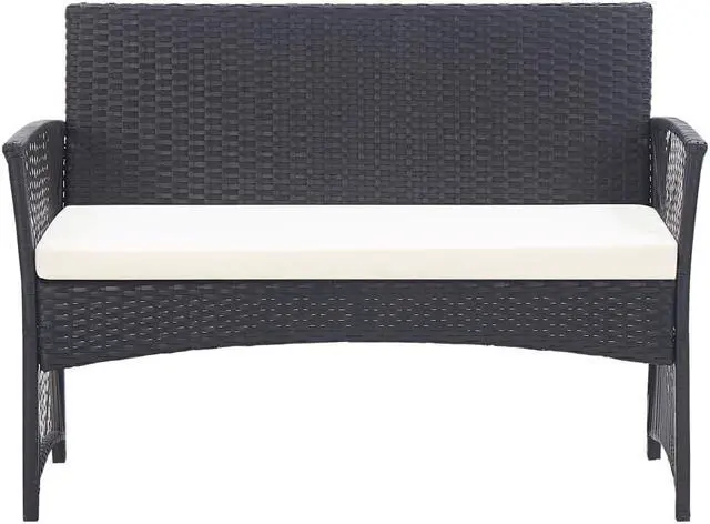 Alt view image 6 of 13 - vidaXL 4 Piece Garden Lounge Set with Cushion Poly Rattan Black