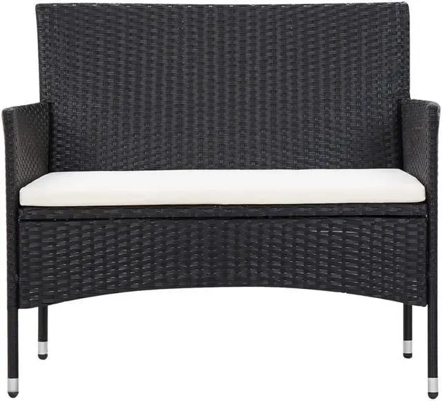 Alt view image 7 of 7 - vidaXL Patio Furniture Set 5 Piece Patio Sofa with Table Poly Rattan Black