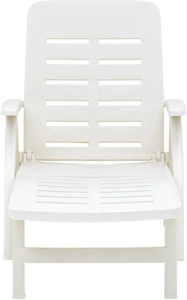 Alt view image 6 of 13 - vidaXL Folding Sun Lounger Plastic White