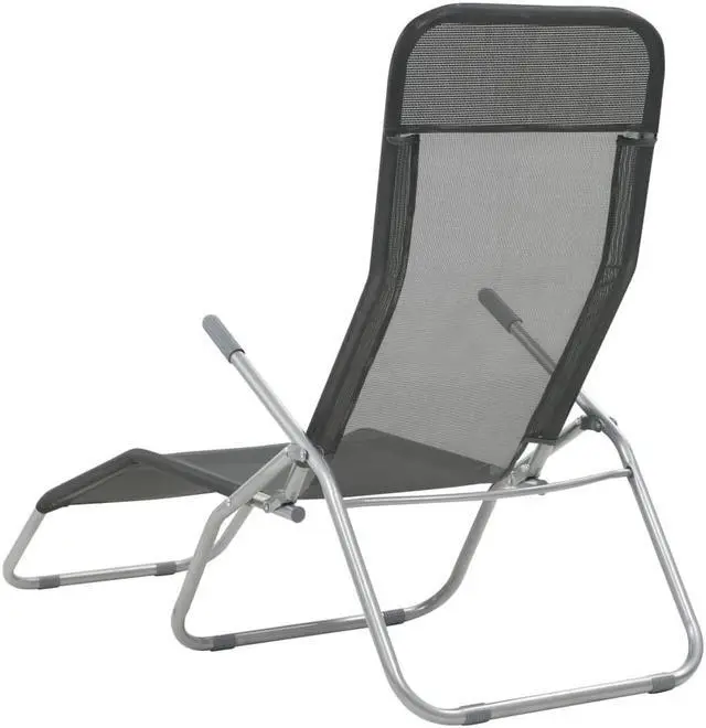 Alt view image 4 of 11 - vidaXL Deckchairs Outdoor Chaise Lounge Sunbed 2 Pcs Textilene Anthracite