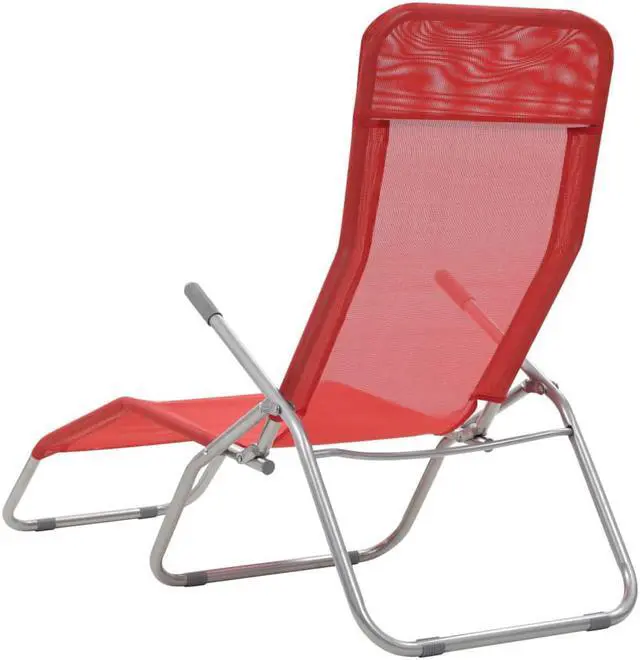 Alt view image 11 of 14 - vidaXL Deckchairs Outdoor Chaise Lounge Chair Sunbeds 2 Pcs Textilene Red