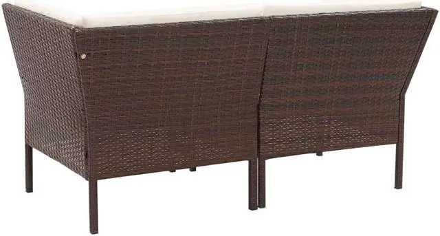 Alt view image 6 of 7 - vidaXL Patio Furniture Set 6 Piece Sectional Sofa with Table Rattan Brown