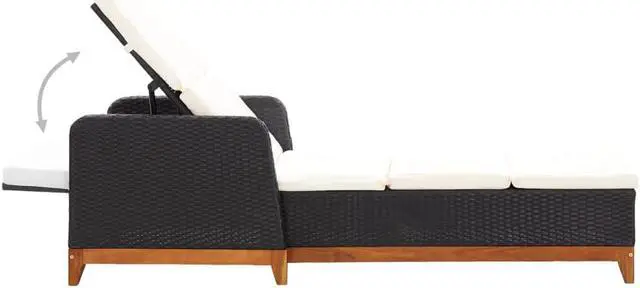Alt view image 7 of 14 - vidaXL Sun Lounger Poly Rattan and Solid Acacia Wood Black