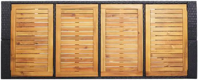 Alt view image 5 of 7 - vidaXL Patio Bar Set 9 Piece Patio Bar Table and Stools Rattan and Wood Black