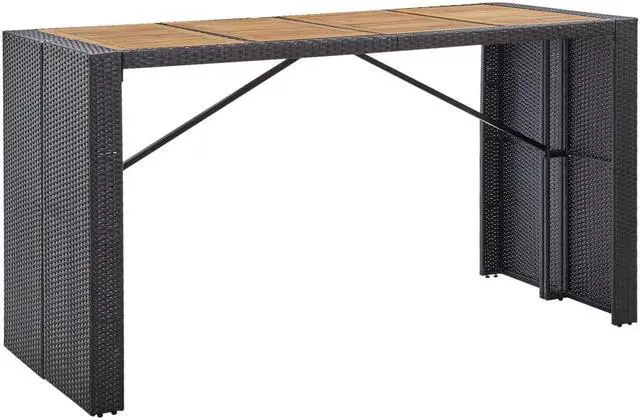 Alt view image 3 of 7 - vidaXL Patio Bar Set 9 Piece Patio Bar Table and Stools Rattan and Wood Black