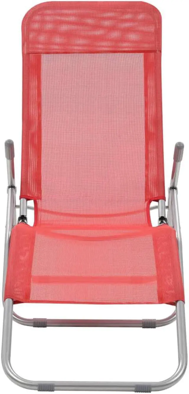 Alt view image 10 of 14 - vidaXL Deckchairs Outdoor Chaise Lounge Chair Sunbeds 2 Pcs Textilene Red
